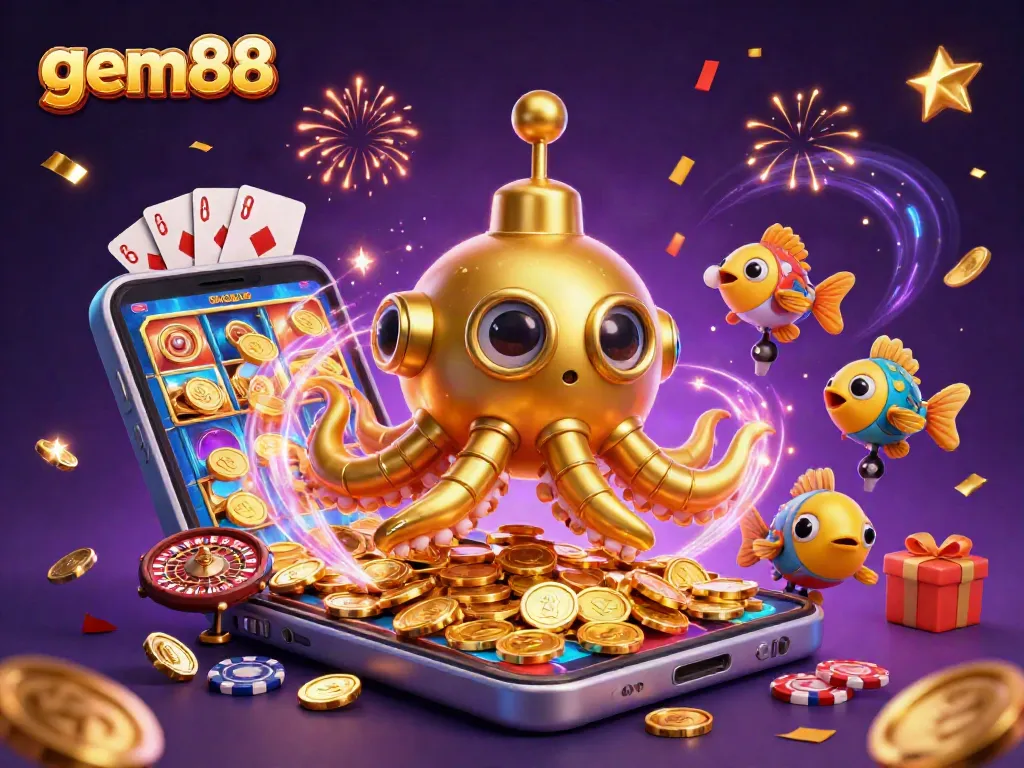 Experience exhilarating wins at gem88 with a vibrant casino scene illustrating dynamic gameplay.