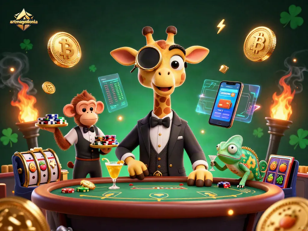 artmageddonla showcases a vibrant casino scene with a high-roller giraffe enjoying poker.