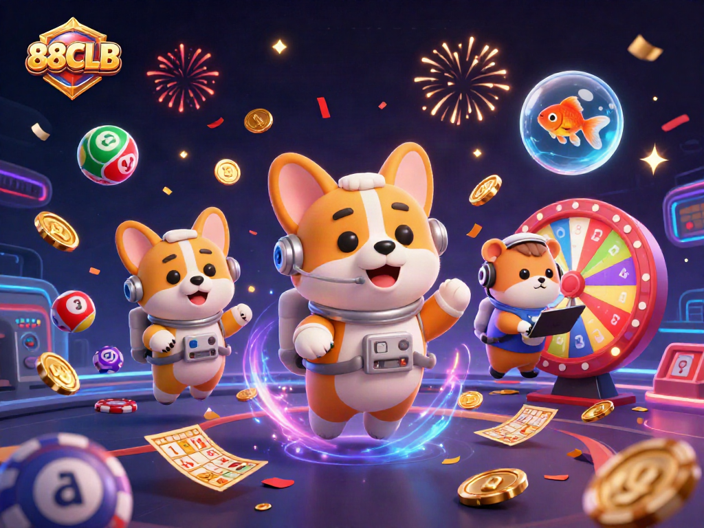 Experience thrilling gameplay at 88CLB with a 3D cartoon scene of unique casino characters.