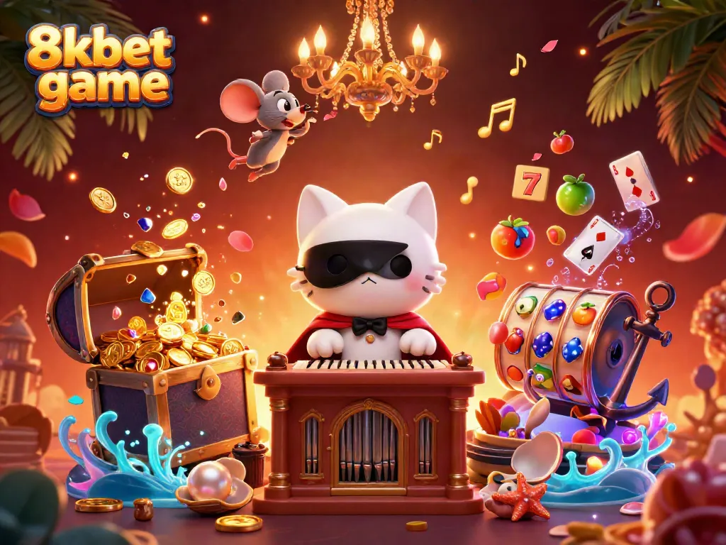 Experience the vibrant excitement of the 8xbet game with captivating visuals of a cartoon casino adventure.