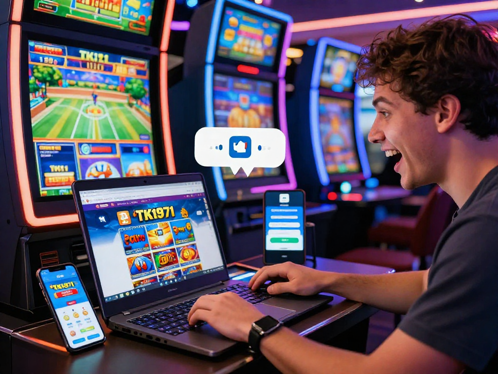 Player enjoying online gaming on TK1971 with vibrant casino atmosphere and mobile app.