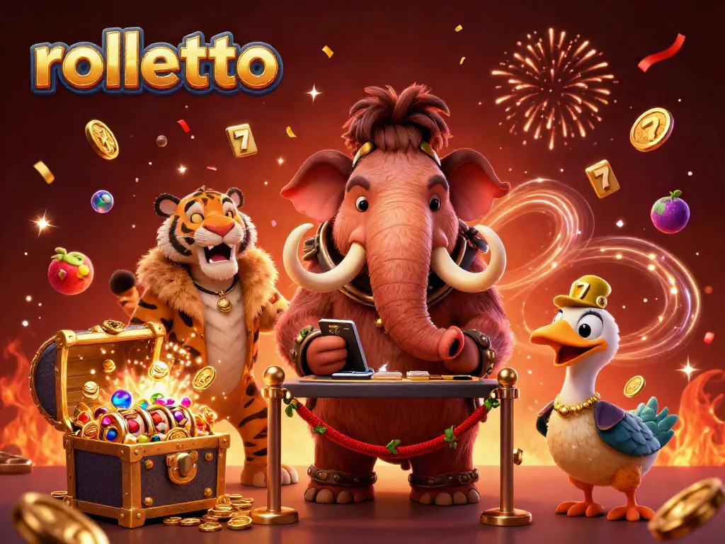 Engage with rolletto at the casino, featuring a vibrant scene with a bouncer, VIP guest, and colorful game elements.