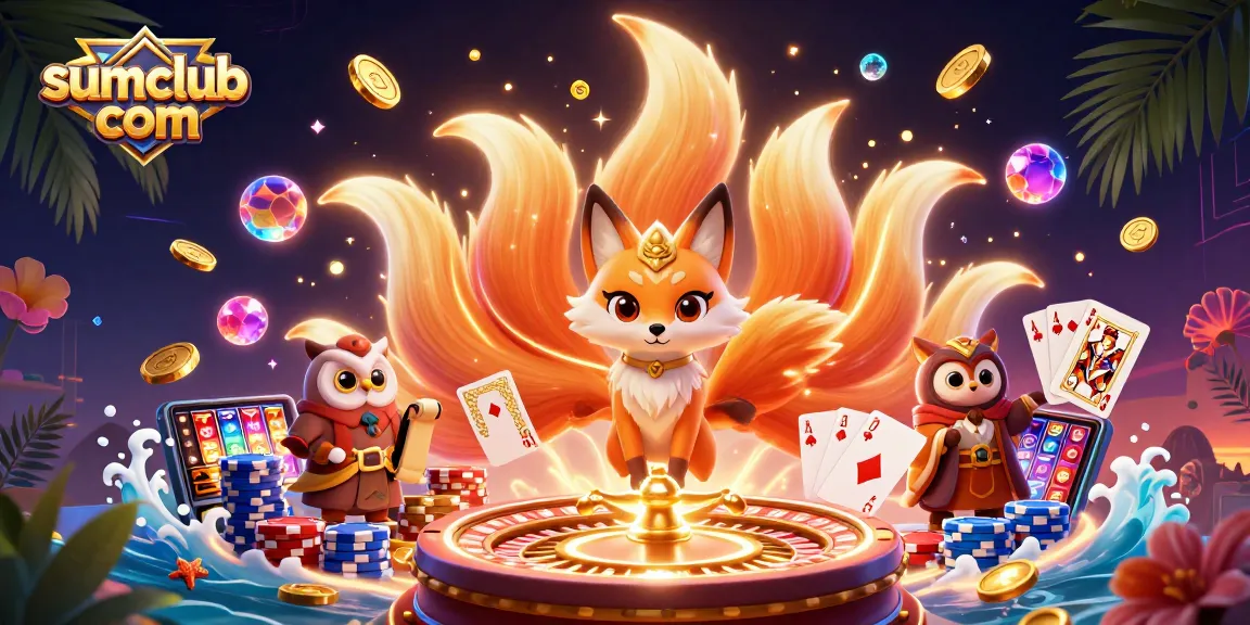 Engage with sumclub com's thrilling gaming scene featuring dynamic characters and vibrant casino elements.