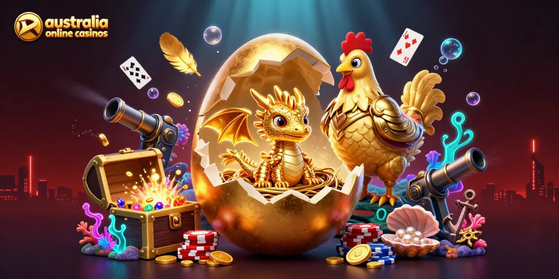 Engage with the best australia online casinos featuring a golden dragon on poker chips.
