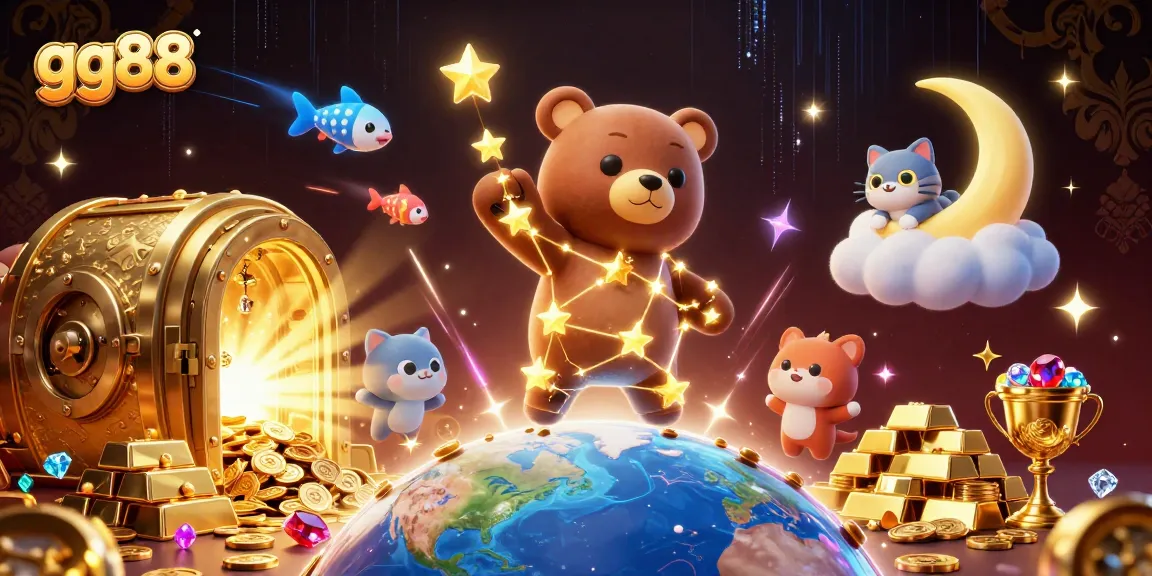 Engage in gaming adventures with gg88's vibrant casino universe illuminated by golden treasures.