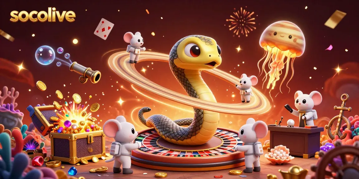 Socolive features a vibrant scene of cartoon characters engaged in gambling activities with excitement and energy.
