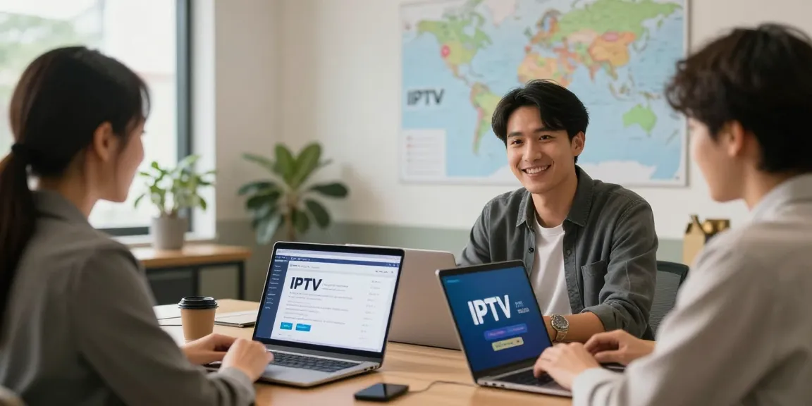 IPTV reseller consulting local services in trusted provider office.