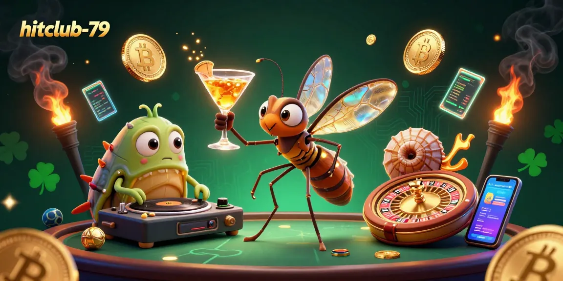 Experience the excitement of hitclub-79 with 3D casino characters amidst vibrant gaming scenes.