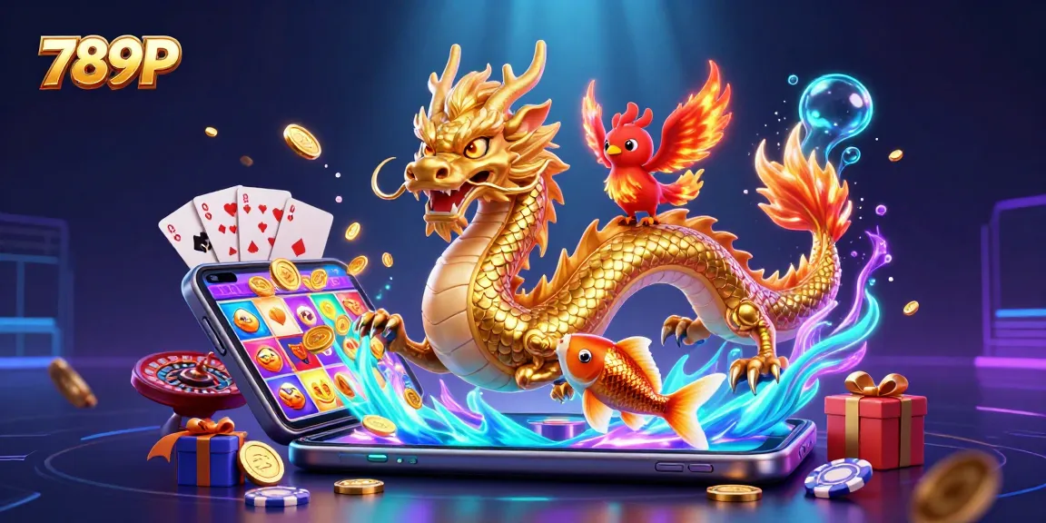 Play thrilling slots at 789P while surrounded by a golden dragon, phoenix, and koi fish!